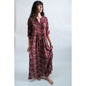 Natalie Martin Sami Dress size XS Red Maxi Floral Lightweight Boho Summer